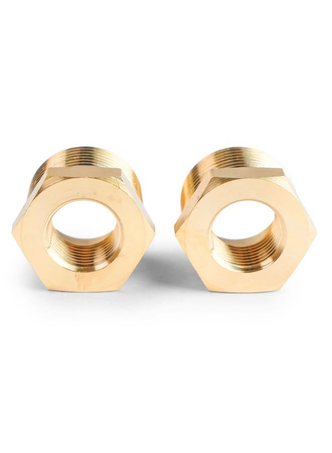 U.S. Solid 2pcs Brass Reducer Hex Bushing Brass Threaded Pipe Fitting (3/4" NPT Male x 3/8" NPT Female) - Image 2