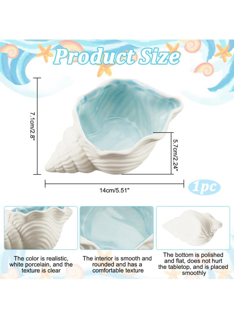 Dominy Conch Shape Ceramic Jewelry Tray, Aqua Shell Trinket Dish Ceramic Ring Earring Holder Ocean-themed Decorative Trinket Plate for Rings Earrings Necklaces Bracelet Jewelry Watch Keys - Image 2