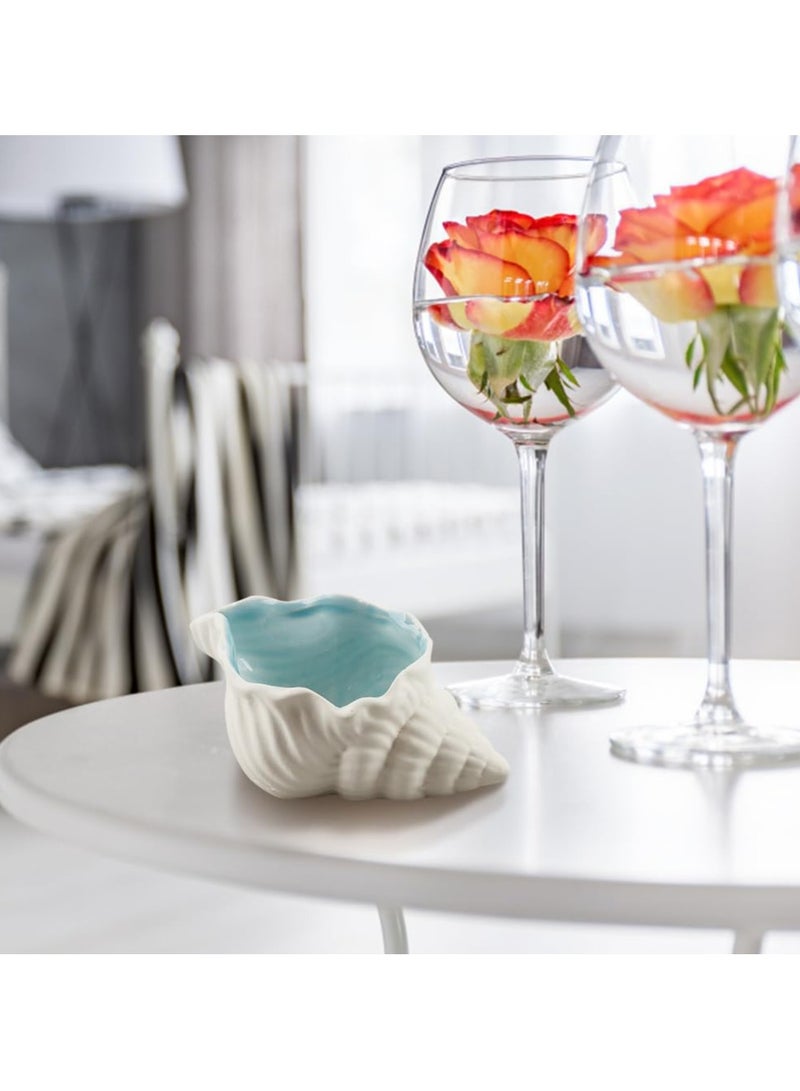 Dominy Conch Shape Ceramic Jewelry Tray, Aqua Shell Trinket Dish Ceramic Ring Earring Holder Ocean-themed Decorative Trinket Plate for Rings Earrings Necklaces Bracelet Jewelry Watch Keys - Image 5