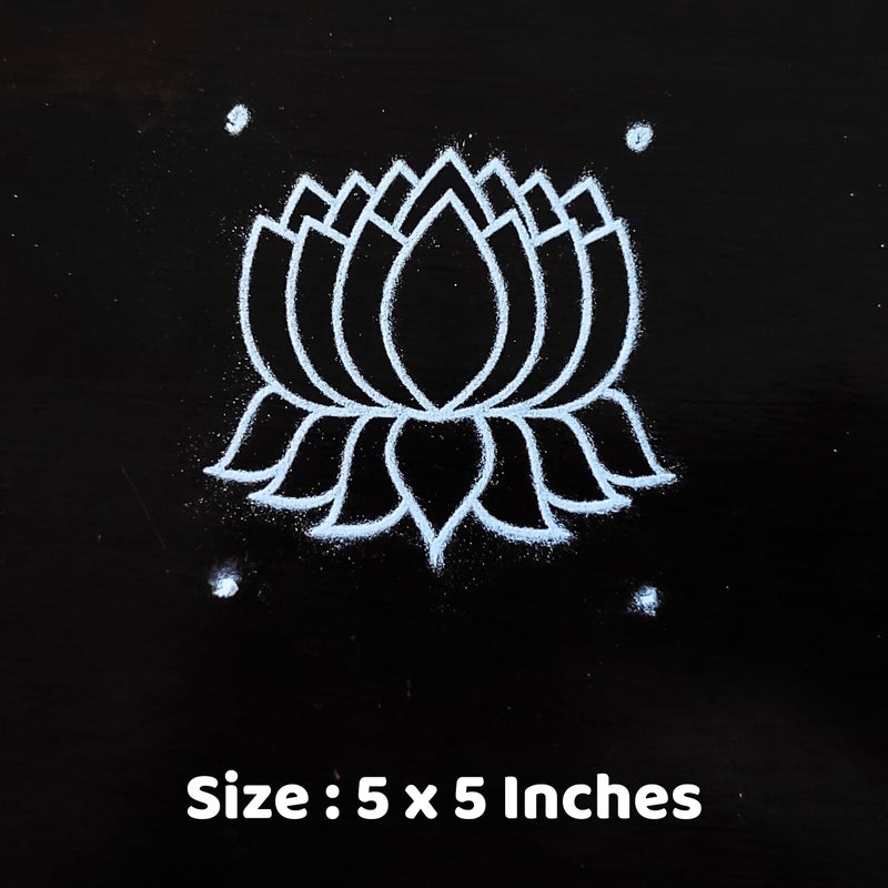 anciently Anciently Lotus Flower Rangoli Stencil Wooden, Rangoli Sacha Wooden, 1 Piece (5x5 Inches)  - Image 2