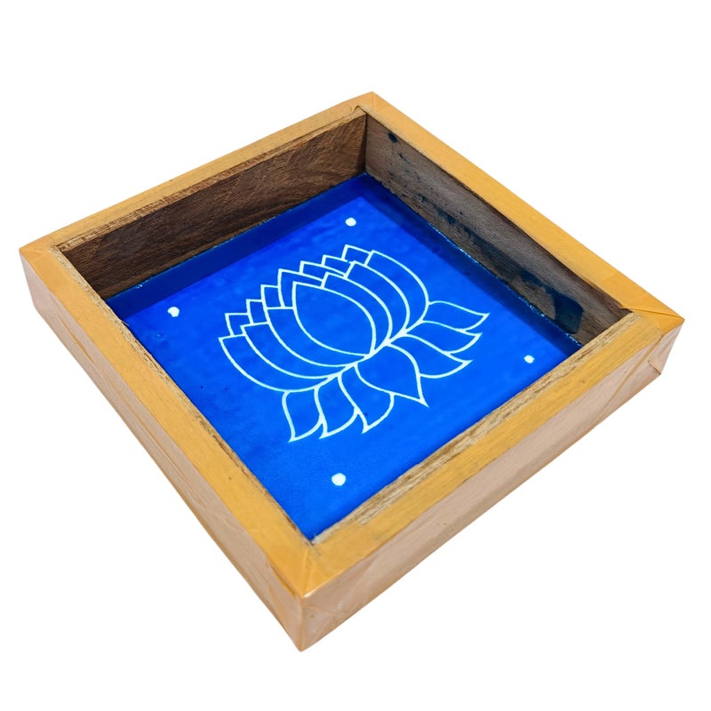 anciently Anciently Lotus Flower Rangoli Stencil Wooden, Rangoli Sacha Wooden, 1 Piece (5x5 Inches)  - Image 1