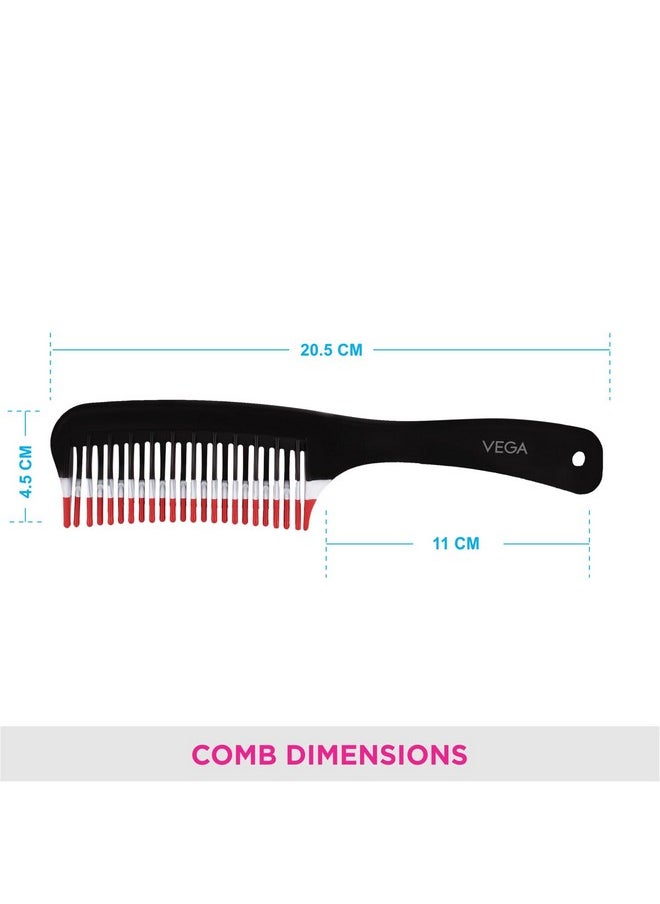 Vega Detangling Hair Comb 2 Row Teeth ( India'S No.1* Hair Comb Brand) For Men And Women (1265)  - Image 3
