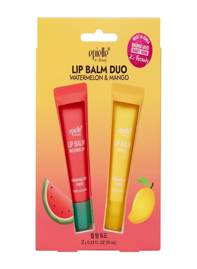 Epielle Lip Balm Duo Watermelon & Mango, Hydrating Tint Sheer, Shea butter & Fruit Extract, Kbeauty, Stocking Stuffers - Image 1
