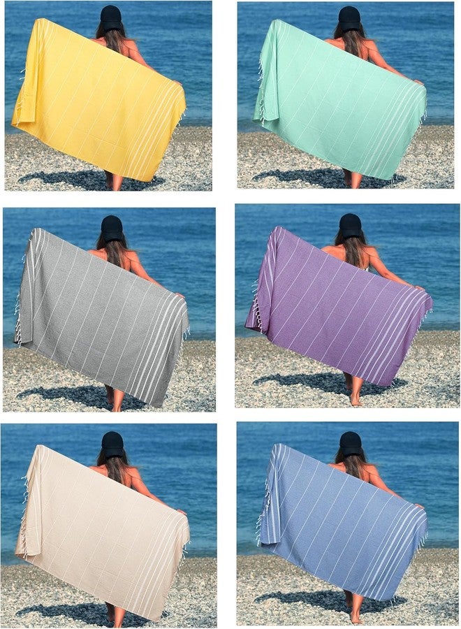 HILLFAIR Cotton Turkish Beach Towels- Lightweight Sand Free Peshtemal Hammam Towels for Bath Swim Yoga Spa- XXL Oversized Beach Towel (39 x 72 inch - 6 Pack Multicolor) - Image 2