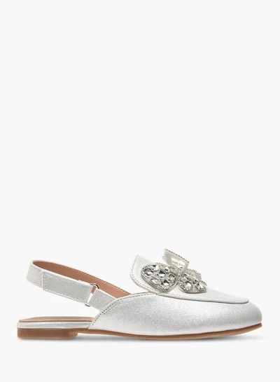 Celeste Girls Embellished Slingback Ballerina Shoes With Hook And Loop Closure