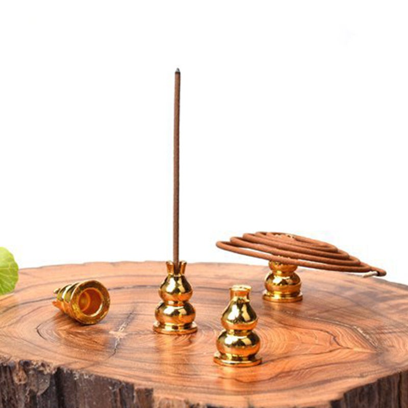 10 Pcs 1.6x2.5cm Handmade Alloy Censer Holders Retro Cucurbit Core Incense Stick Bottles (Golden) - Image 1