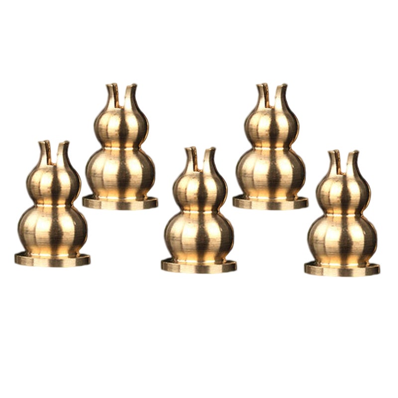 10 Pcs 1.6x2.5cm Handmade Alloy Censer Holders Retro Cucurbit Core Incense Stick Bottles (Golden) - Image 2