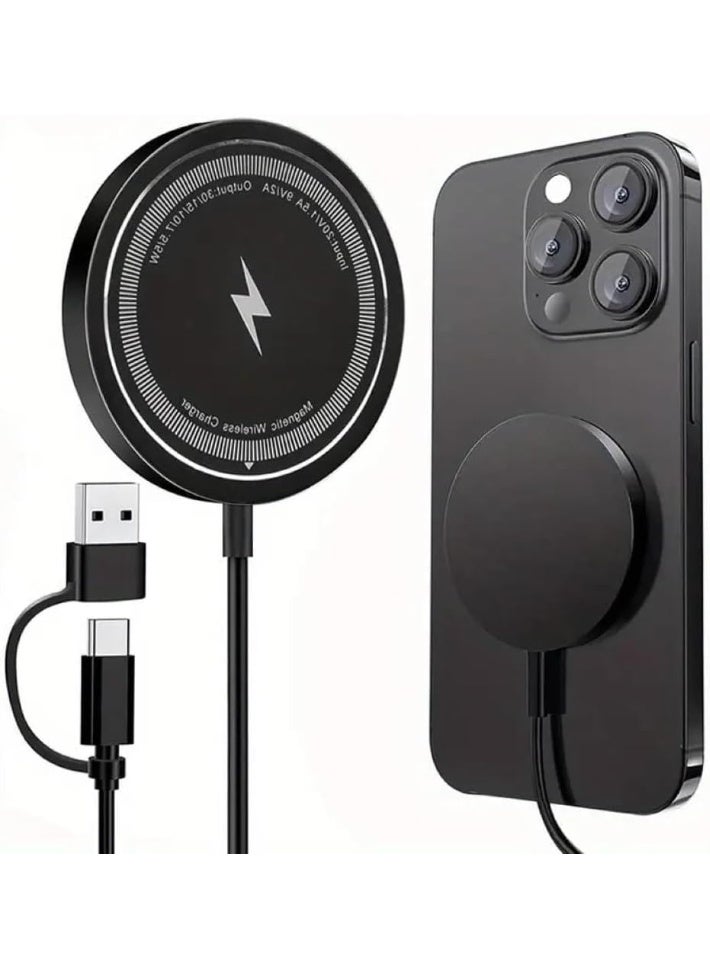 Fast Magnetic Wireless Charger for iPhone 12/13/14/15/16 Series & AirPods 2/3, MagSafe Charging Pad with USB-A & USB-C Ports, for Pro, Pro Max, Plus Models, Portable Fast Charge Station - Image 1
