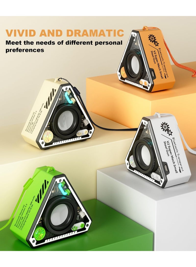 Mini Portable Bluetooth Speaker with LED Light and Carrying Lanyard - 360° Surround Sound, TWS Pairing, Clear Modern Design - Perfect for Travel, Outdoor Activities, Home, Women, Girls, Boys (White) - Image 2