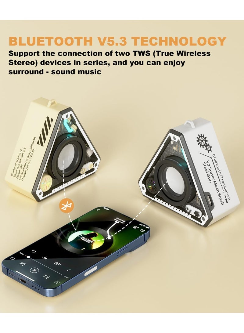 Mini Portable Bluetooth Speaker with LED Light and Carrying Lanyard - 360° Surround Sound, TWS Pairing, Clear Modern Design - Perfect for Travel, Outdoor Activities, Home, Women, Girls, Boys (White) - Image 3