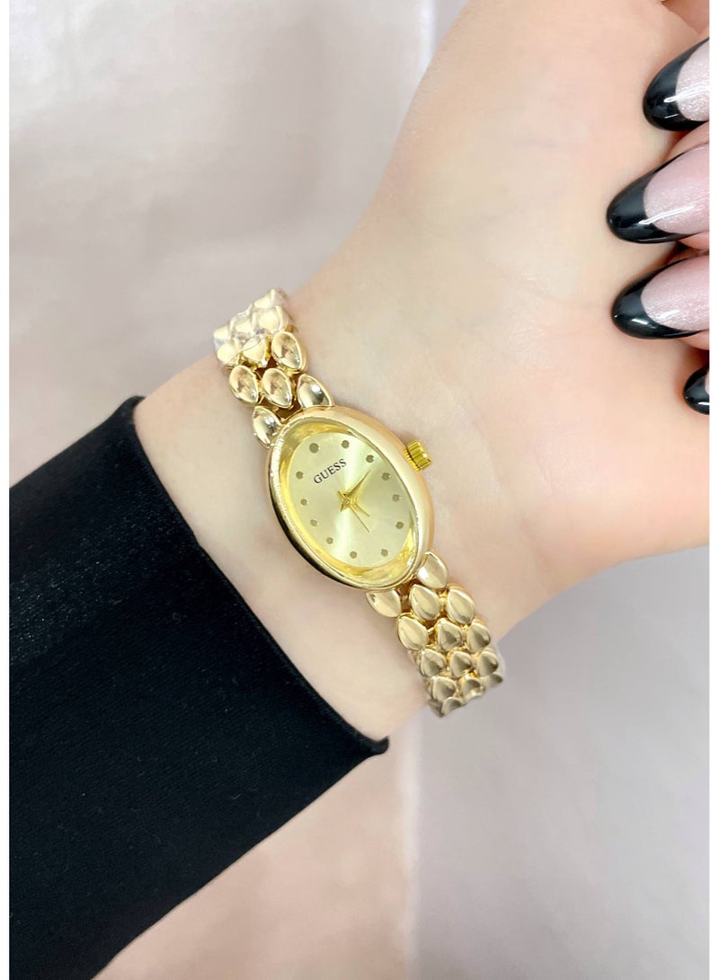 Guess Women's Gold-Tone Analog Watch – Elegant Oval Dial Stainless Steel Bracelet Watch - Image 3