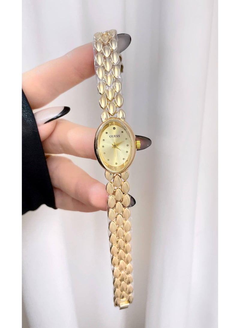 Guess Women's Gold-Tone Analog Watch – Elegant Oval Dial Stainless Steel Bracelet Watch - Image 2