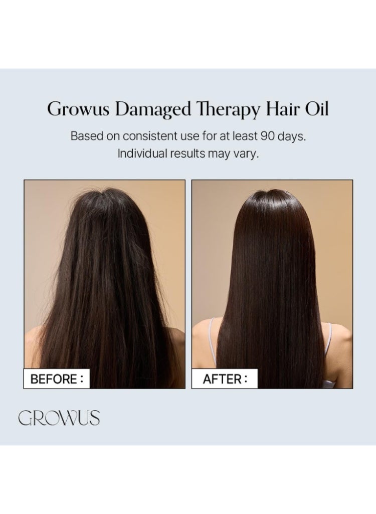 Growus Damage Therapy Hair Oil 65ml – Pearl Extract Pink Salt 7 Collagen Repair Serum for Dry Damaged Hair - Image 5