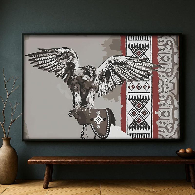 ماركتنا لوحة قماشية بتصميم الفن النجدي مع برواز مجوف مقاس (70×50) قطعة واحدة - Image 1