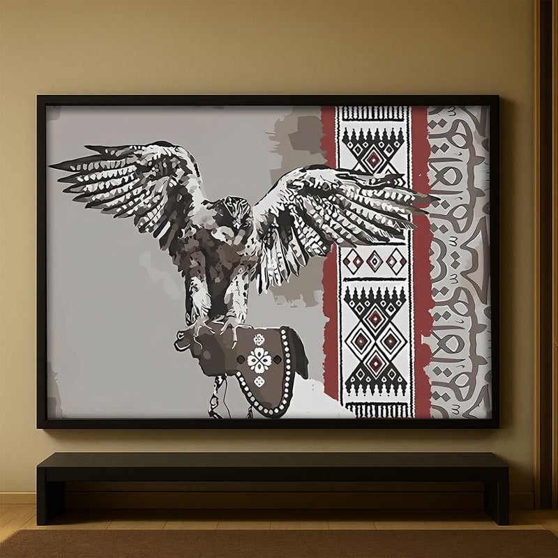 ماركتنا لوحة قماشية بتصميم الفن النجدي مع برواز مجوف مقاس (70×50) قطعة واحدة - Image 3