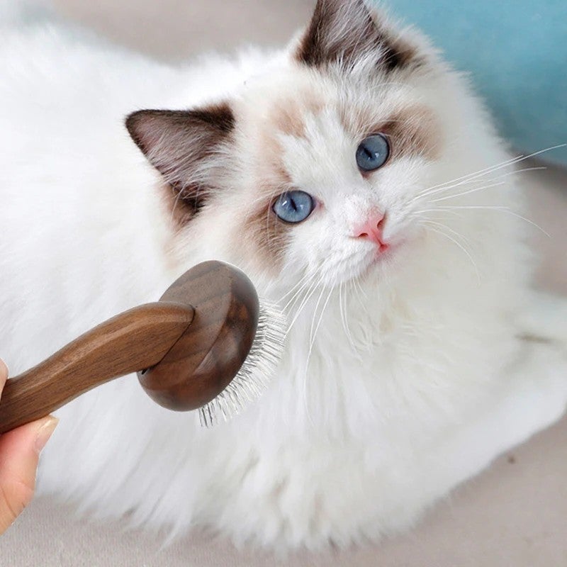 Y&D Luxury Wooden Handle Pet Grooming Brush - Dog & Cat Shedding, Dematting & Knot Removal Comb - Hair Removal Brushes - Image 4