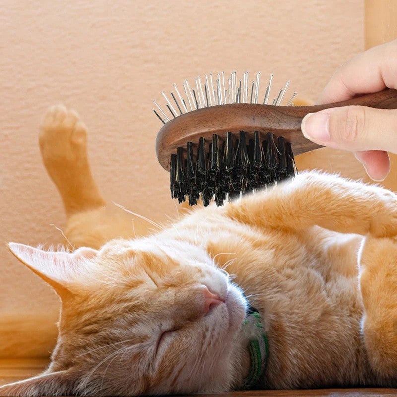 Y&D Luxury Wooden Handle Pet Grooming Brush - Dog & Cat Shedding, Dematting & Knot Removal Comb - Hair Removal Brushes - Image 2