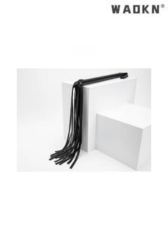 WAOKN 2 Pcs Leather Horse Whip Set Horses Whip for Play Faux Leather Whips PU Long Handle Outdoor Sports Horse Riding Whip Lightweight Gift Accessories Training Tool Portable Gift(Black,Pink)  - Image 2