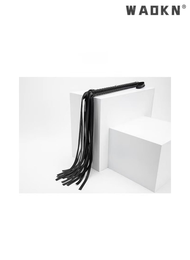 WAOKN 2 Pcs Leather Horse Whip Set Horses Whip for Play Faux Leather Whips PU Long Handle Outdoor Sports Horse Riding Whip Lightweight Gift Accessories Training Tool Portable Gift(Black,Pink)  - Image 2