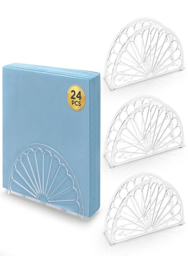 Crafts Central 5.75 Inch Clear Plastic Napkin Holder - 24 Pieces (Fan Design) - Image 1