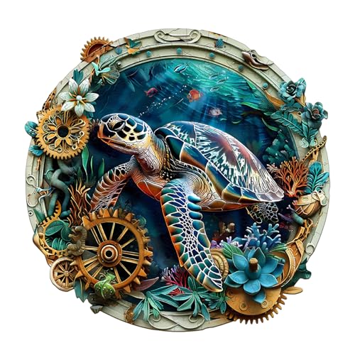 Purdicra Wooden Jigsaw Puzzles Embossed Turtle Wooden Puzzles for Adults with Unique Shape Adult Jigsaw Puzzle Birthday Gifts for Adults 85x84100pcs - Image 1
