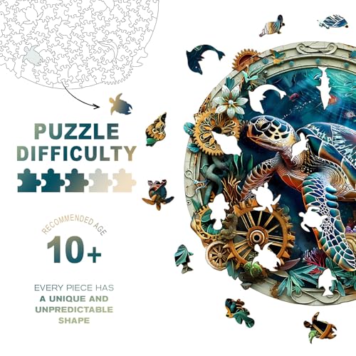 Purdicra Wooden Jigsaw Puzzles Embossed Turtle Wooden Puzzles for Adults with Unique Shape Adult Jigsaw Puzzle Birthday Gifts for Adults 85x84100pcs - Image 5