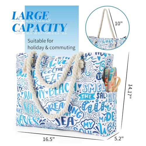 Tavaleu Beach Bags for Women - Large Beach Tote Bag, Women Sandproof Pool Bag for Pool Gym Grocery Travel - Image 3