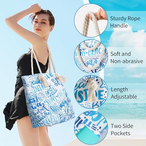 Tavaleu Beach Bags for Women - Large Beach Tote Bag, Women Sandproof Pool Bag for Pool Gym Grocery Travel - Image 2