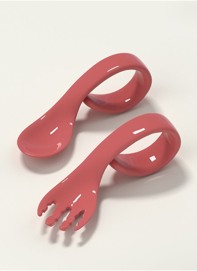 kiddoz Pair Baby Feeding Heat Discoloration Spoon Fork Set  - Image 1