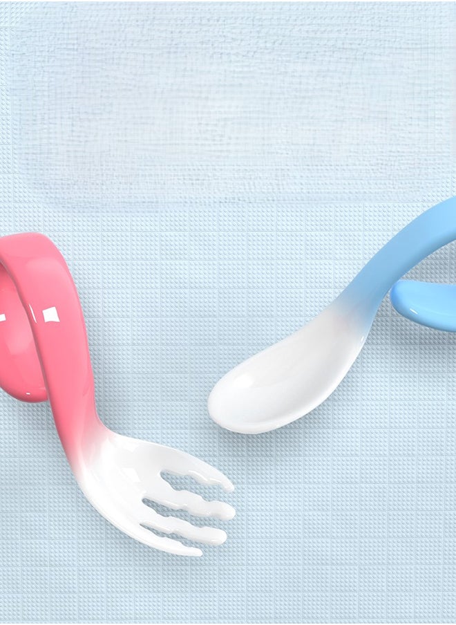 kiddoz Pair Baby Feeding Heat Discoloration Spoon Fork Set  - Image 3