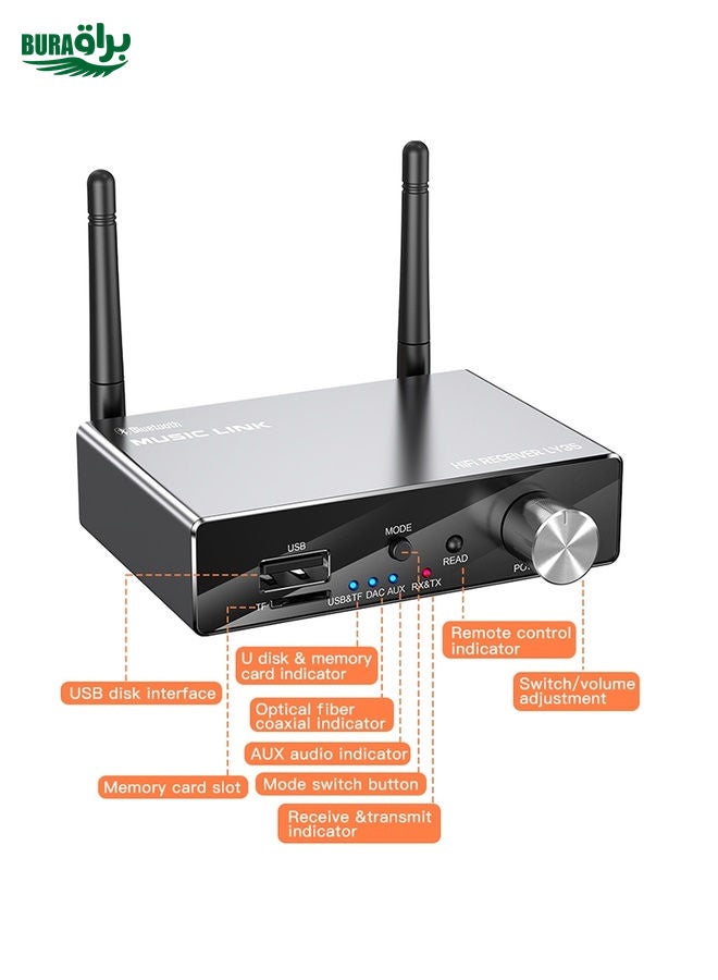 BURAQ LY35 Optical Fiber Coaxial Digital to Analog 6 in 1 Bluetooth Receiver & Transmitter  - Image 2