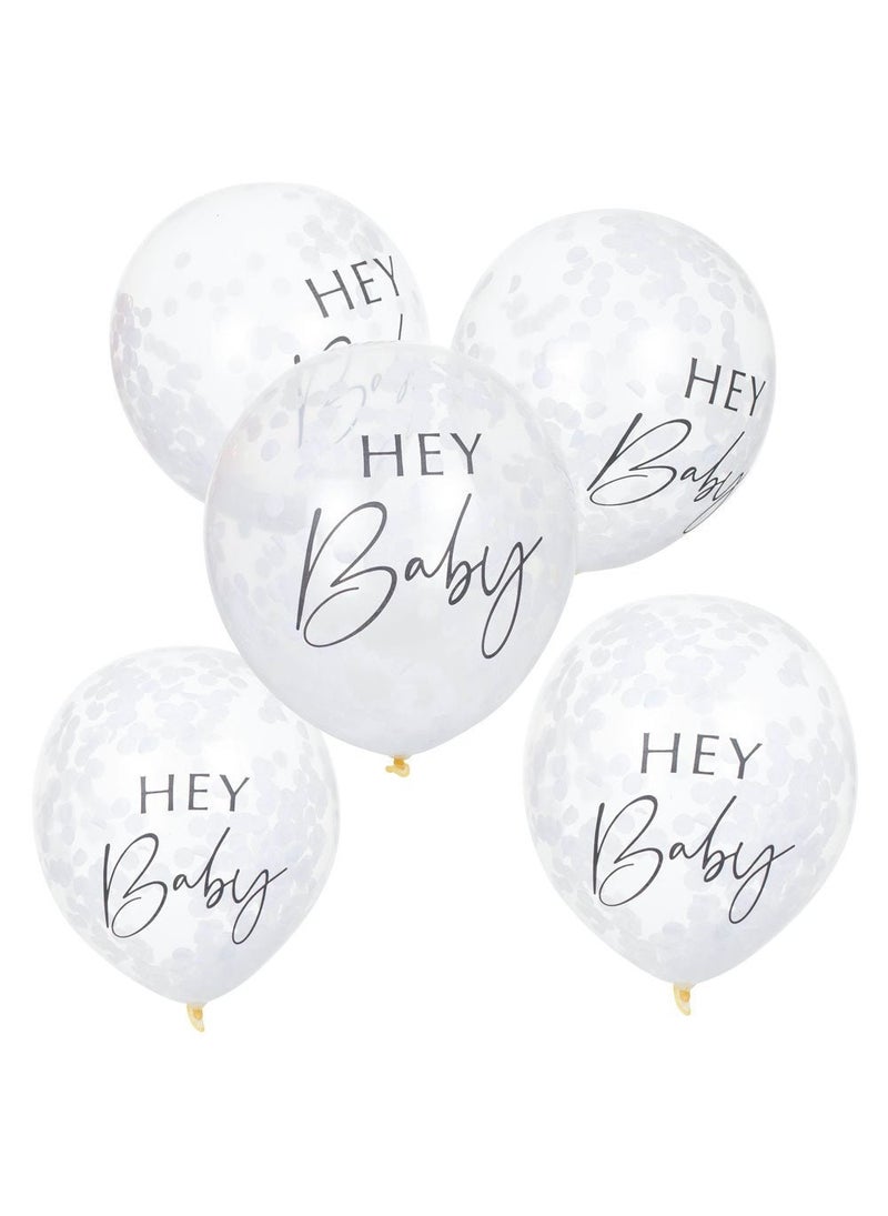 Ginger Ray Hey Baby Confetti Balloons 30cm 5-Pack - Image 1