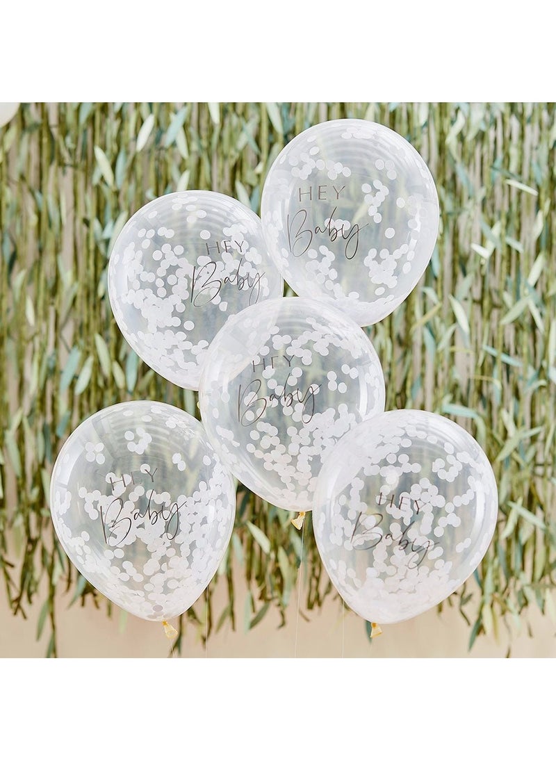 Ginger Ray Hey Baby Confetti Balloons 30cm 5-Pack - Image 2