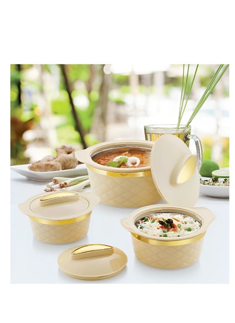 BASURRAH - A set of food containers to maintain temperature, made of plastic, consisting of 3 pieces with different capacities (1000 ml, 2000 ml, 2500 ml), to meet various preservation needs. - Image 1