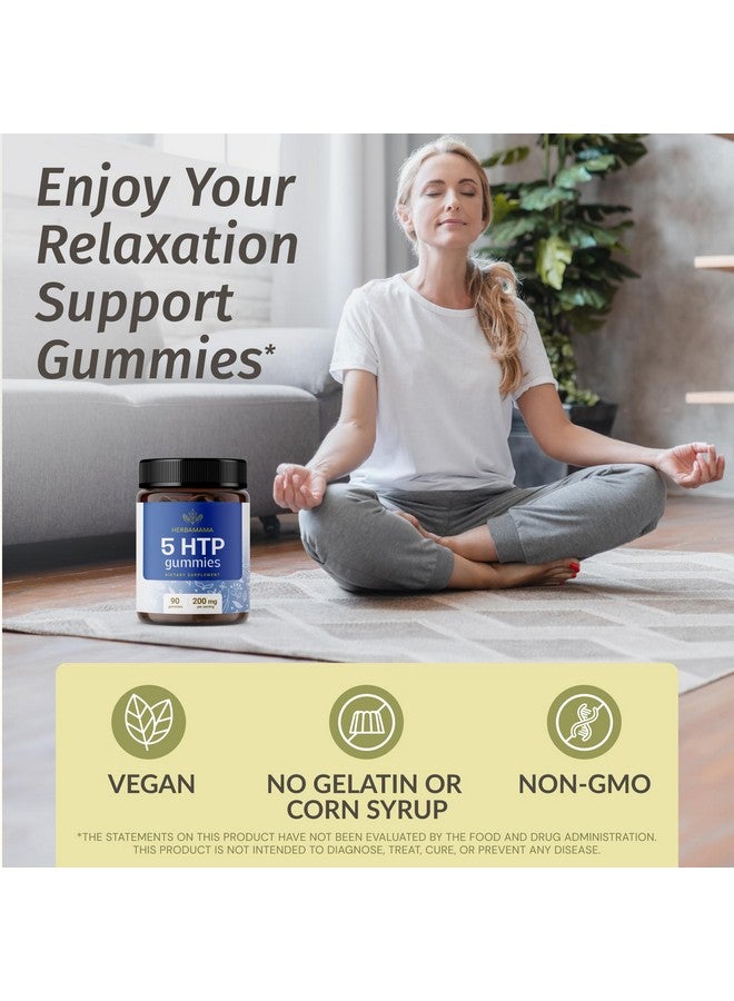 HERBAMAMA 5-HTP Gummies - 200mg 5-Hydroxytryptophan Relaxation & Calm Gummies for Adults - Vegan, Non-GMO Brain Support Supplement - 90 Pectin-Based Blueberry-Flavored Chews - Image 2