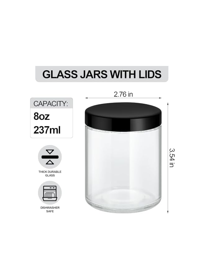 The Bros 12Pack 8oz Glass Jars with Plastic & Metal Lids – Clear Round Empty Jars for Candles, Food Storage, Honey, Candy, DIY Crafts, Airtight Mason Jars for Canning & Kitchen Use - Image 2