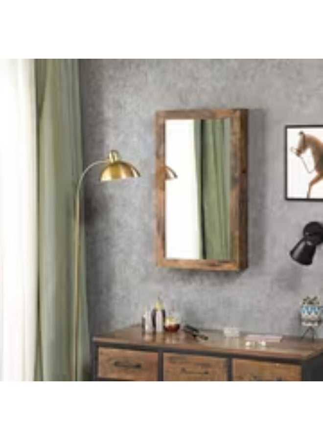 إيروريكس خزانة مجوهرات جدارية بقفل مع مرآة – بتصميم ريفي بني وباب أمامي زجاجي، بدون حاجة للتركيب - Image 4