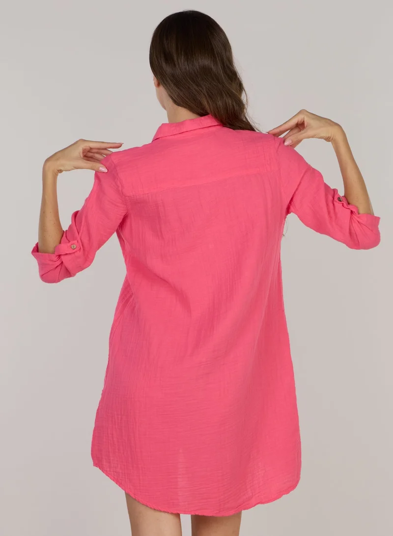 Just Nature Hot Pink Soft Cotton Shirt Tunic for Women | Best Price UAE
