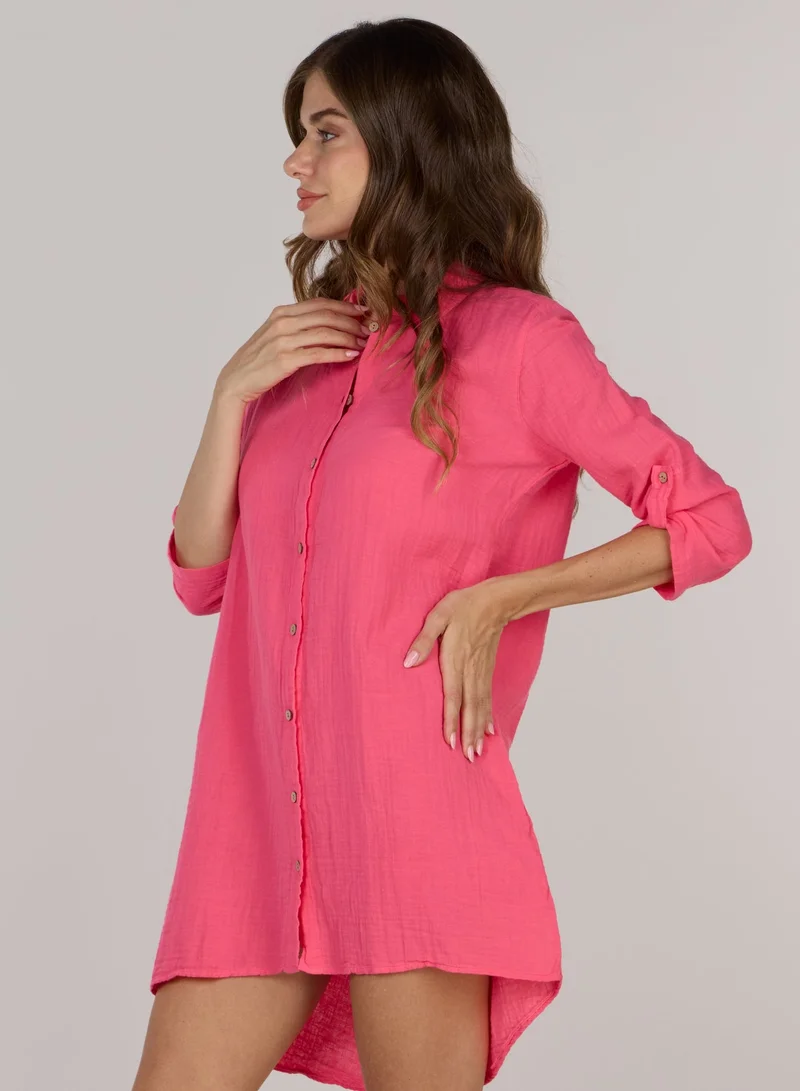 Just Nature Hot Pink Soft Cotton Shirt Tunic for Women | Best Price UAE