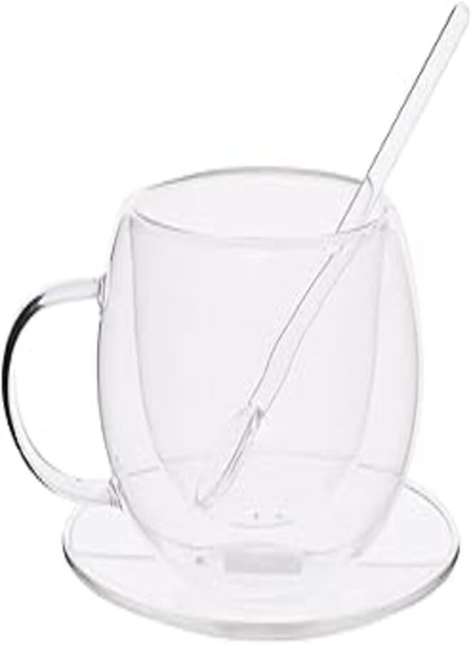 Oxford Oxford Double Glass Mug 250 Ml With Plate And Spoon - SSG065 