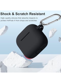 Generic Soft Silicone Full Protective Case Cover for Apple AirPods 4 Case with Keychain Case Accessories for Women Men (Black)  - Image 2
