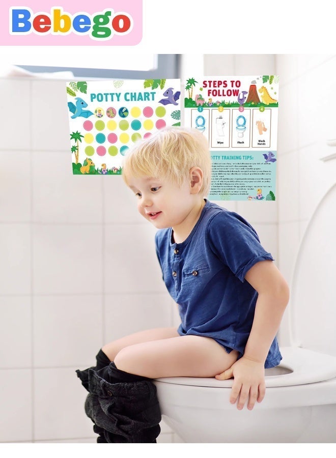 BEBEGO Dinosaur Sticker Chart Set for Kids - Colorful Potty Training Chart with Dinosaur Illustrations, Educational Learning Tool for Toddlers, Boys & Girls, Perfect for Home School & Holiday Gifts, Dinosaur Room Decor, Decorative Wall Sticker, Room Decoration - Image 3