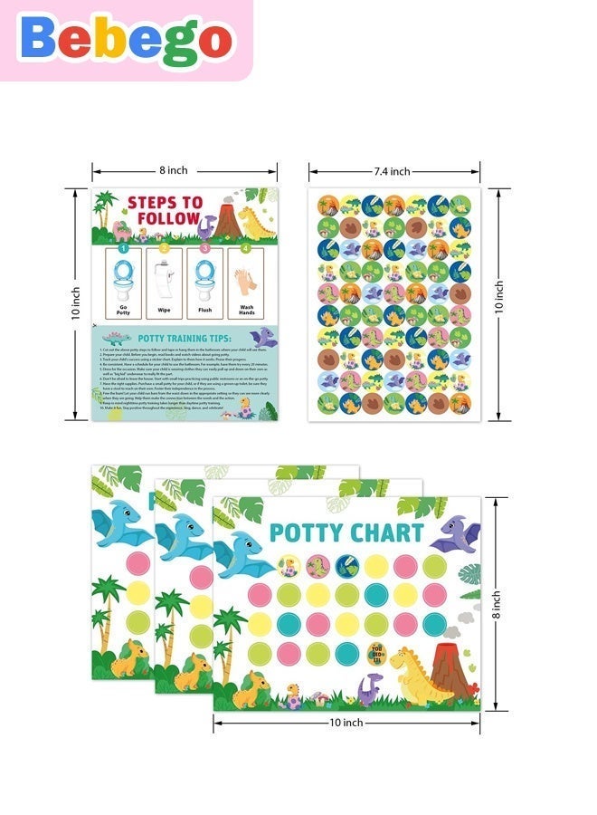 BEBEGO Dinosaur Sticker Chart Set for Kids - Colorful Potty Training Chart with Dinosaur Illustrations, Educational Learning Tool for Toddlers, Boys & Girls, Perfect for Home School & Holiday Gifts, Dinosaur Room Decor, Decorative Wall Sticker, Room Decoration - Image 2