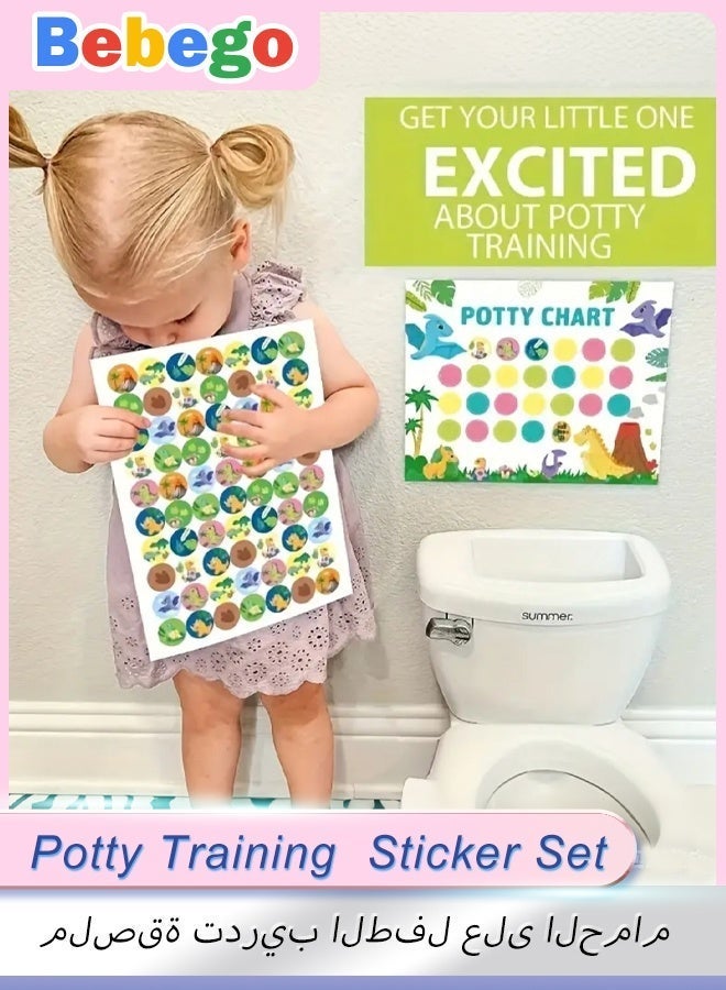 BEBEGO Dinosaur Sticker Chart Set for Kids - Colorful Potty Training Chart with Dinosaur Illustrations, Educational Learning Tool for Toddlers, Boys & Girls, Perfect for Home School & Holiday Gifts, Dinosaur Room Decor, Decorative Wall Sticker, Room Decoration - Image 1