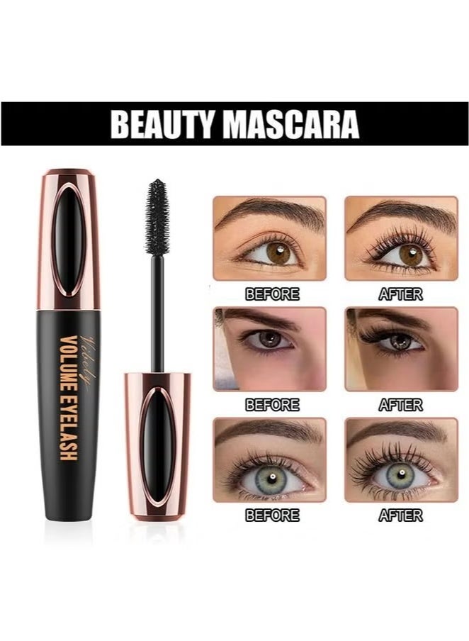 ماسكارا رموش من ألياف الحرير من 4D، ماسكارا من الألياف الكثيفة، ماسكارا مضادة للماء ومقاومة للتلطخ، تدوم طويلاً، لا تتقشر، طبيعية ولا تتكتل، ممتلئة طوال اليوم (أسود) - Image 4