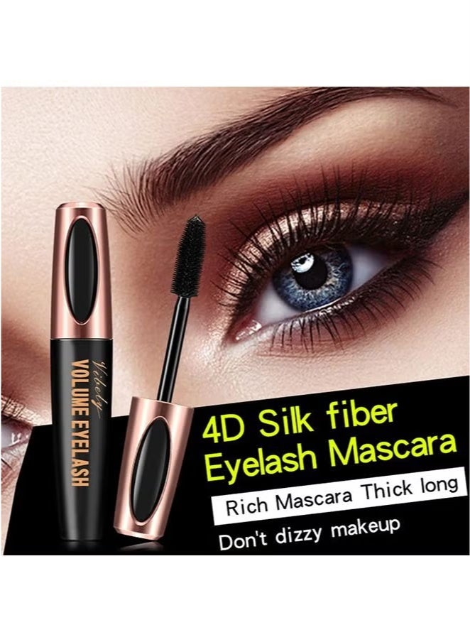 ماسكارا رموش من ألياف الحرير من 4D، ماسكارا من الألياف الكثيفة، ماسكارا مضادة للماء ومقاومة للتلطخ، تدوم طويلاً، لا تتقشر، طبيعية ولا تتكتل، ممتلئة طوال اليوم (أسود) - Image 3