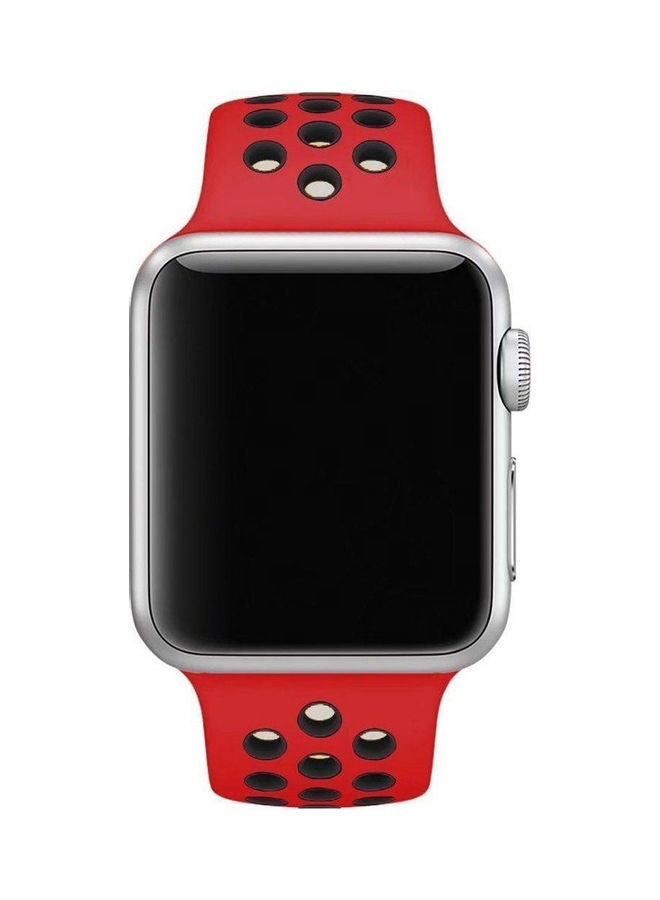 نيبمينينت سوار رياضي من السيليكون الناعم لساعة أبل أحمر وأسود - Image 2