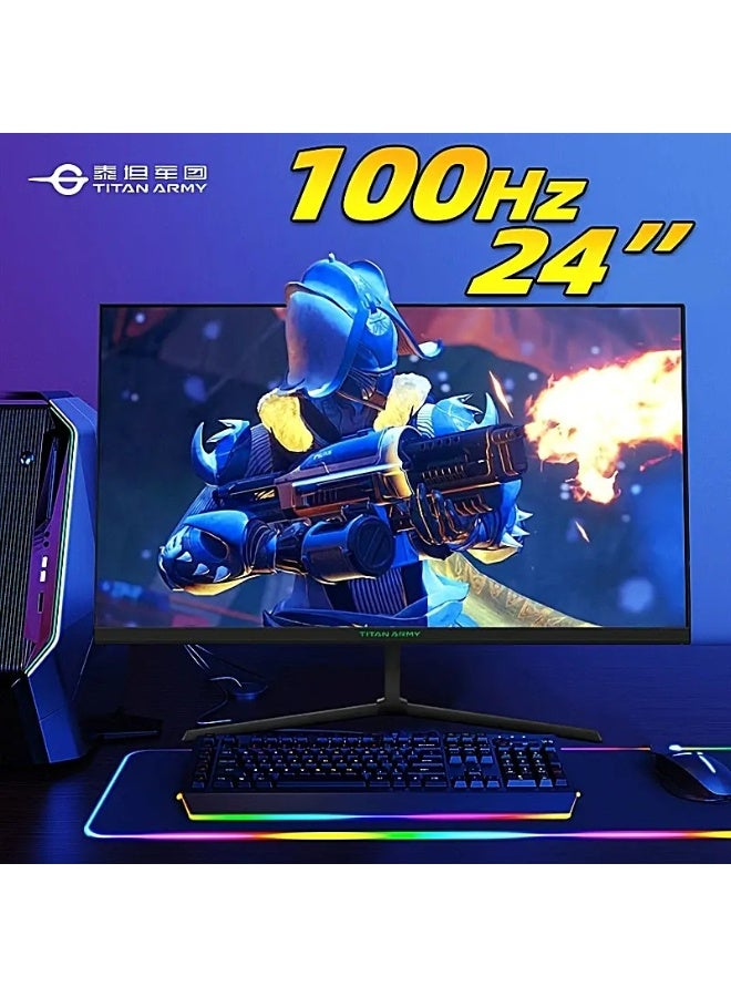 24" 1080P Full HD IPS Gaming Monitor, 100Hz Low Blue Light, Adjustable Stand for Wall Mount, Sleek Black Design, Perfect for Gaming & Office Use, Wallmounted Monitor | Professional Look | Vibrant Color Display - Image 1