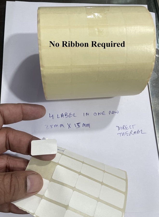 OMX 25mm x15mm Direct Thermal Barcode Label 4up Sticker - 1 x 0.5 inches - 12000 Labels Per Roll - Self Adhesive Sticker for Printing Barcoding (No Ribbon Required) - Image 3