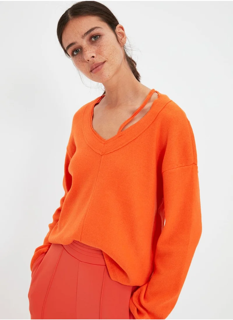trendyol Boat Neck Knitted Top